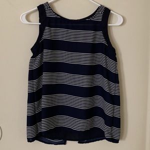 Sleeveless High-Neck Striped Top